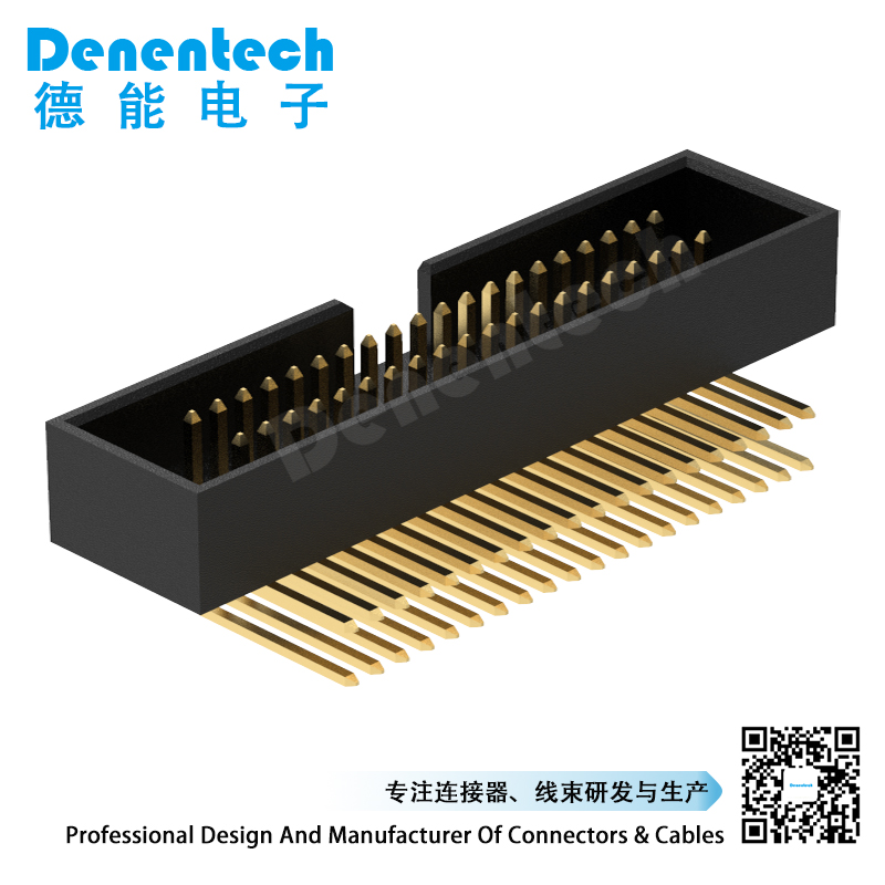 Denentech professional manufacturer 1.27x2.54MM H5.60MM dual row right angle DIP box header